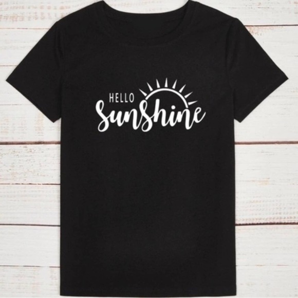 ❌Not For Sale❌ NEW Black Cotton T-Shirt Hello Sunshine Slogan Tee - Picture 5 of 6